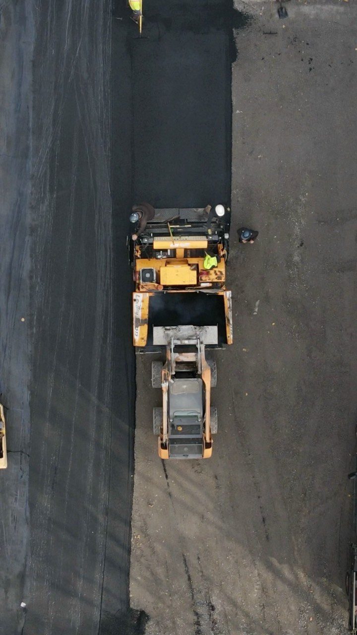 Concrete pour in progress from above